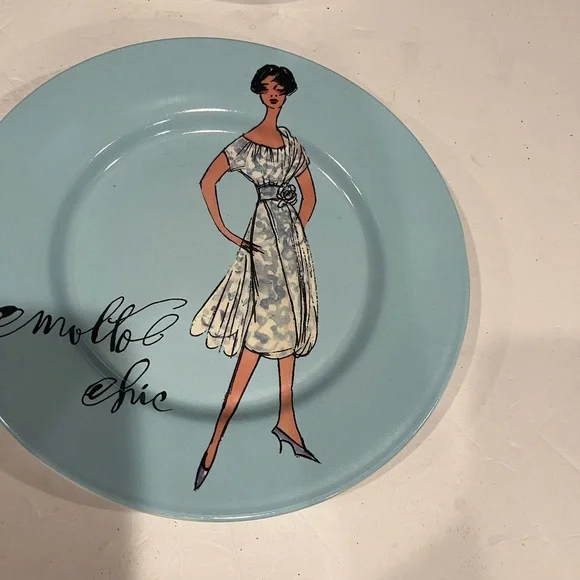Vintage Rosanna Dessert Plates-new in box-set of 4-women in dresses-Blue - Picture 7 of 7